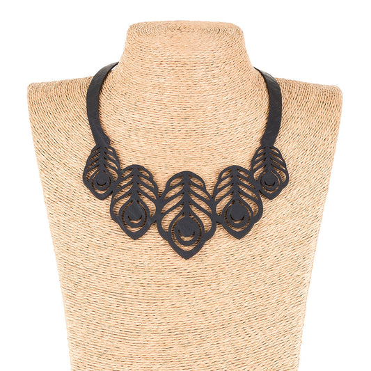 Small Peacock Feather Necklace-1