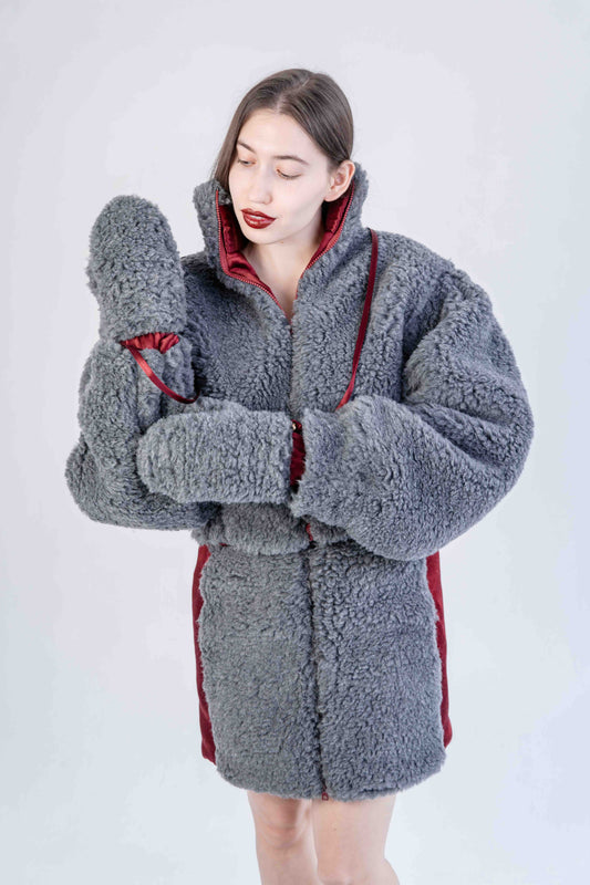 Woolen Women's Short Skirt - Dark Grey-1