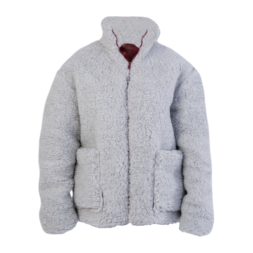 Men's Oversized Wool Jacket - Light Grey-2