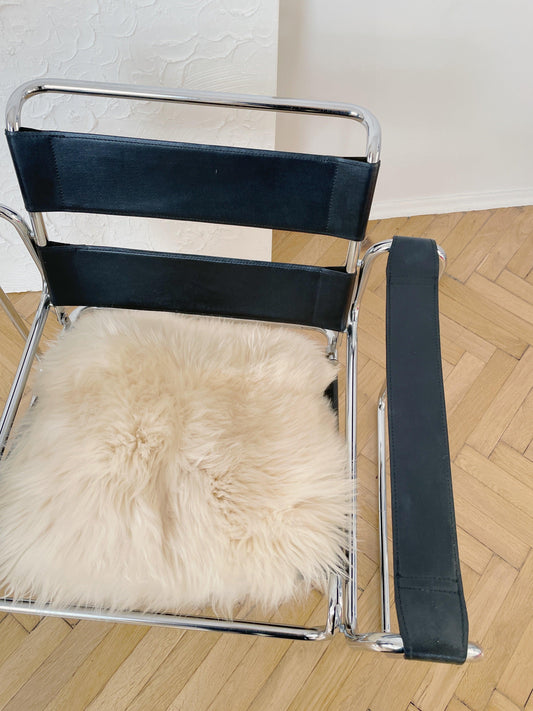 Square Natural Sheepskin Pillow - White-0