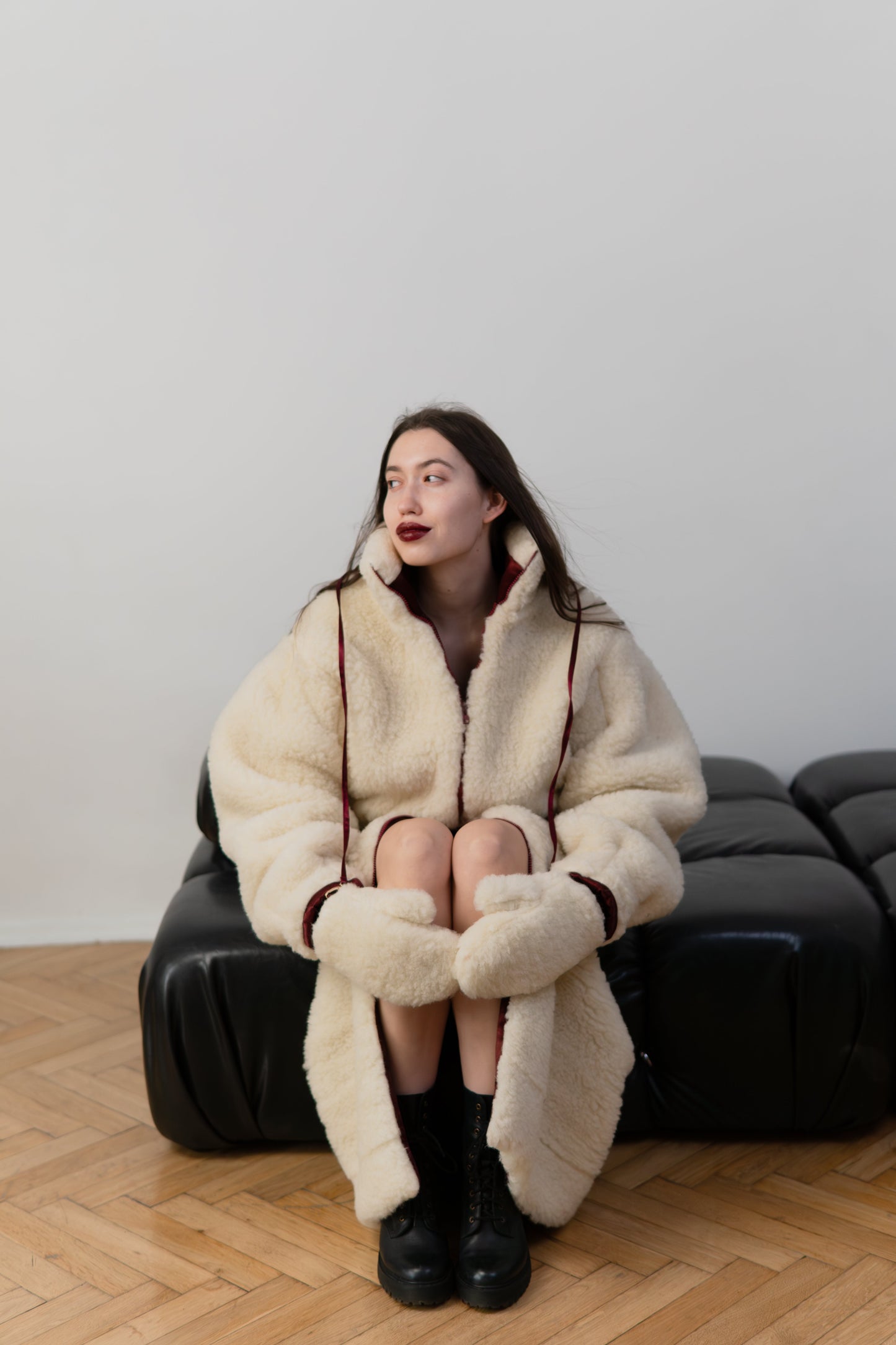 Woolen Women's Short Jacket - White-1