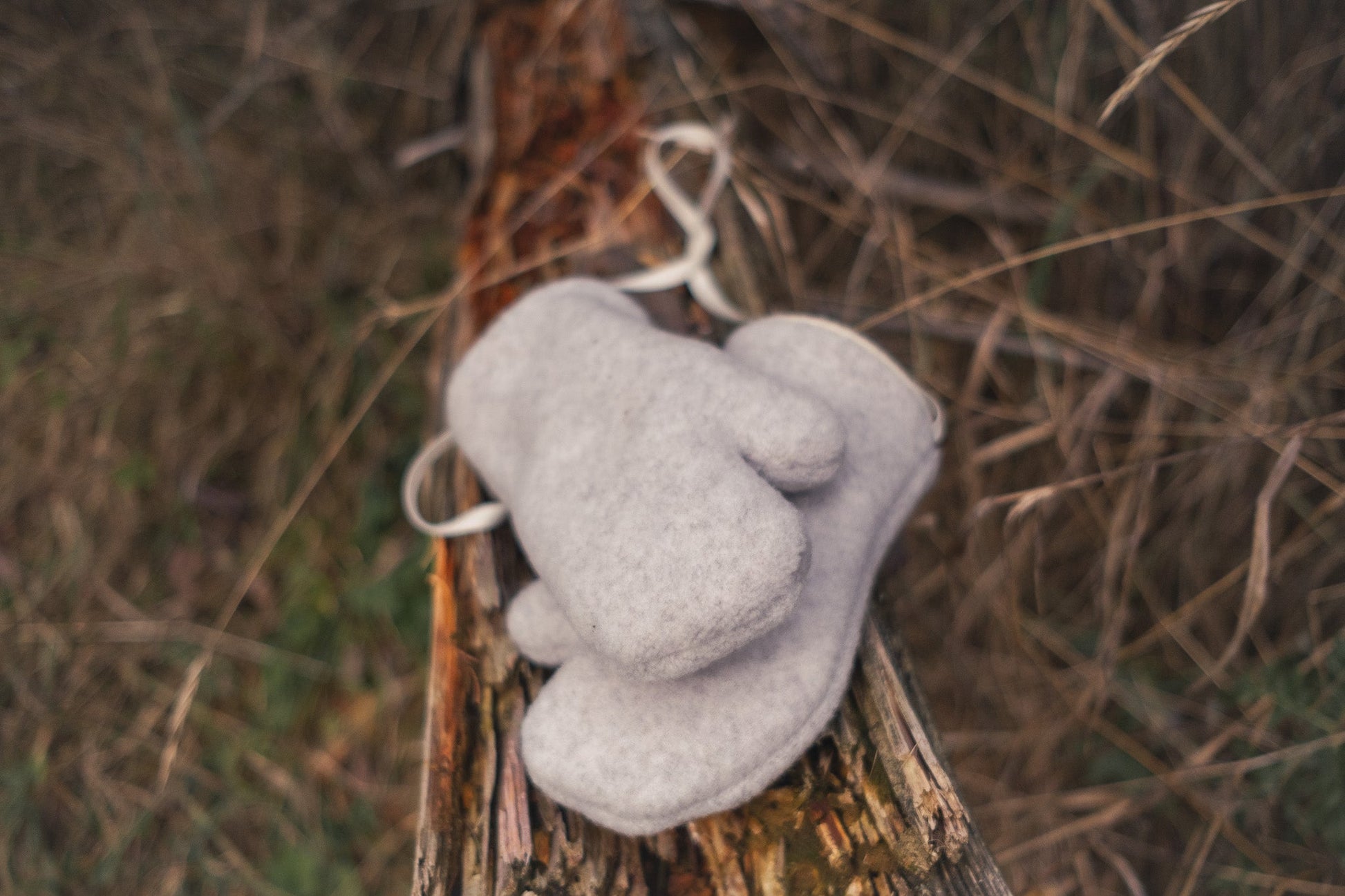 Grey Polar Bear Woolen Baby Gloves-0